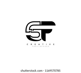 Vector Abstract Minimalism Modern Monogram Letter SF Design Logo