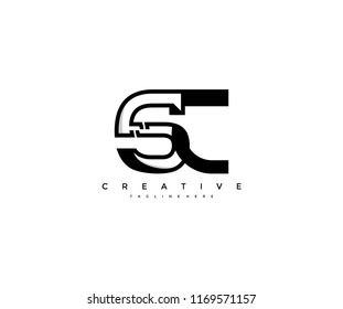 Vector Abstract Minimalism Modern Monogram Letter SC Design Logo