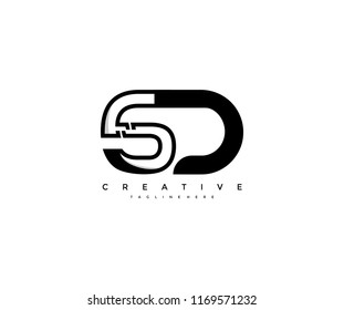 Vector Abstract Minimalism Modern Monogram Letter SD Design Logo