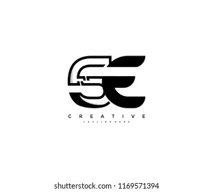 Vector Abstract Minimalism Modern Monogram Letter SE Design Logo