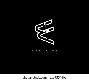 Vector Abstract Minimalism Monogram Letter E Design Logo