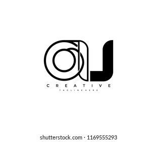 Vector Abstract Minimalism Monogram Letter OU Design Logo