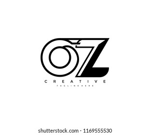 Vector Abstract Minimalism Monogram Letter OZ Design Logo