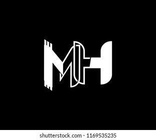 Vector Abstract Minimalism Monogram Linked Letter MH Design Logo