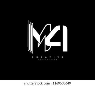 Vector Abstract Minimalism Monogram Linked Letter M4 Design Logo