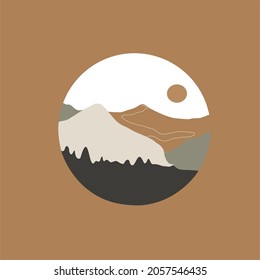 Vector abstract and minimalist landscape. Creative minimalist modern art. Natural abstract. Trendy contemporary design.