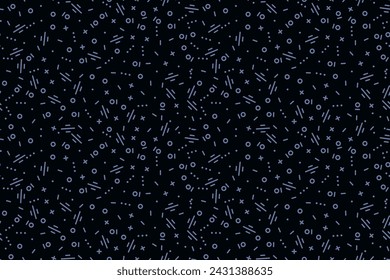 Vector abstract minimalist seamless pattern. Simple black and blue texture in hipster memphis style. Stylish modern minimal background with small geometric shapes. Funky repeated design for wallpapers
