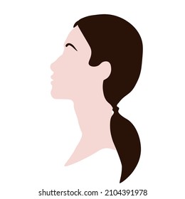 Vector abstract minimalist woman portrait. Female profile. Head with colored highlights on a white background.