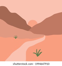 Vector abstract minimalistic landscape. Template for polygraphy, web-design, prints, etc