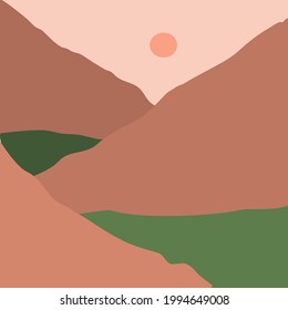 Vector abstract minimalistic landscape. Template for polygraphy, web-design