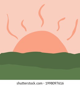 Vector abstract minimalistic landscape. Template for polygraphy, web-design, prints