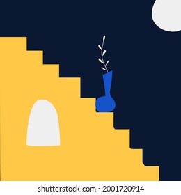 Vector abstract minimalistic landscape. Template for polygraphy, web-design, print