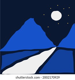 Vector abstract minimalistic landscape. Template for polygraphy, web-design, prints