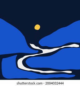 Vector abstract minimalistic landscape. Template for polygraphy, web-design, print