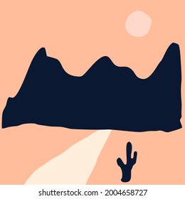Vector abstract minimalistic landscape. Template for polygraphy, web-design, prints
