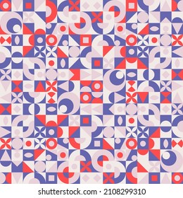 Vector abstract minimalistic seamless pattern. Design for banners, flyers, print, poster, wallpapers, fabrics. Simple shapes illustration.