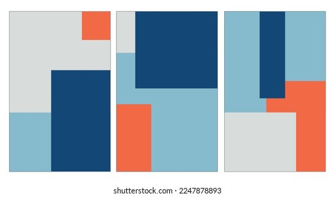 vector abstract modern art pattern designed in shapes of colored rectangles; set of geometrical forms; contemporaty piece of art. wall decoration or background