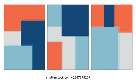 vector abstract modern art pattern designed in shapes of colored rectangles with a shadow; contemporaty piece of art. wall decoration or background; set of geometrical forms; 
