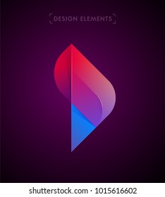 Vector abstract and modern aviation logo template. Material design, origami, long shadow illustration. Aircraft wing