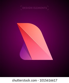Vector abstract and modern aviation logo template. Material design, origami, long shadow illustration. Aircraft wing
