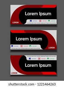 vector abstract modern banner design set with dark red color