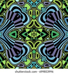 Vector abstract modern cartoon hand drawn colorful seamless pattern