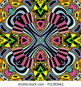 Vector abstract modern cartoon hand drawn colorful seamless pattern