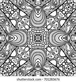 Vector abstract modern cartoon hand drawn outline seamless pattern