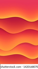 Vector abstract modern colorful flow background. Futuristic trendy vertical fluid template. Flowing layered orange and purple wavy gradient for design, sale, cover, stories.