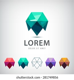 vector abstract modern crystal origami 3d logo, icon isolated. Various colors available