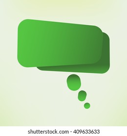 Vector abstract modern cyan speech bubble symbol. Green paper. Origami. 