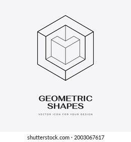 Vector abstract modern geometric icon design in trendy linear style. Minimal geometric concepts and badges. Best for identity and logotypes. Simple shape.