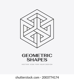 Vector abstract modern geometric icon design in trendy linear style. Minimal geometric concepts and badges. Best for identity and logotypes. Simple shape.