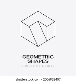 Vector abstract modern geometric icon design in trendy linear style. Minimal geometric concepts and badges. Best for identity and logotypes. Simple shape.