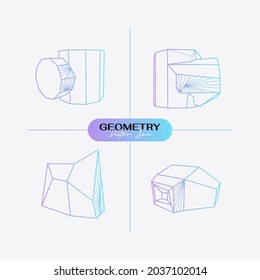 Vector abstract modern geometric icon set in trendy linear style. Minimal geometric concepts and badges. Best for identity and logotypes. Simple shape.