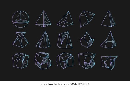 Vector abstract modern geometric icon set in trendy linear style. Minimal geometric concepts and badges. Best for identity and logotypes. Simple shape.