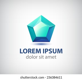 vector abstract modern geometrical crystal icon, logo, shape isolated