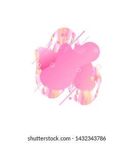 Vector Abstract Modern Graphic Design Element Isolated on White Background, 2019 Trendy Living Coral Color, Light Pink Colorful Liquid Shapes, Banner Template.