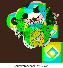 vector abstract modern grunge background with floral elements, eps10, clipping masks, space for your text