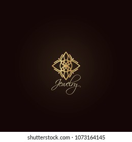 Vector abstract modern logo design templates in trendy linear style in golden colors - luxury and jewelry concepts for exclusive services and products, beauty and spa industry