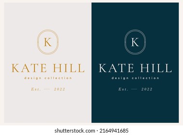 Vector abstract modern logo monogram letter K design templates in trendy linear style in golden colors