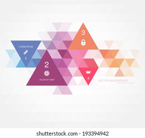 Fondo de la infografía geométrica abstracta y moderna de vectores. Mosaico triangular. Secuencia numerada.