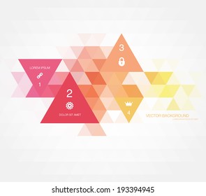 Vector abstract modern polygonal geometric infographic background. Triangular mosaic. Numbered sequence.