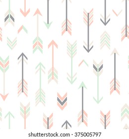 Vector abstract modern seamless pattern with arrows in tender colors.