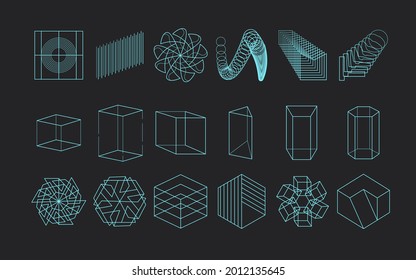 Diseño de iconos geométricos abstractos de conjunto moderno con un estilo lineal de moda. Conceptos geométricos mínimos y distintivos. Lo mejor para la identidad y los estereotipos. Forma simple.