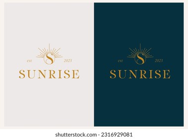 Vector abstract modern set logo design templates in trendy linear style in golden colors - luxury and jewelry concepts for exclusive services and products, beauty and spa industry