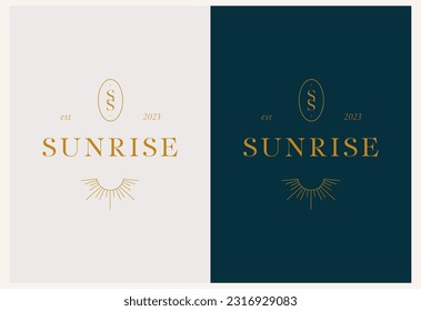 Vector abstract modern set logo design templates in trendy linear style in golden colors - luxury and jewelry concepts for exclusive services and products, beauty and spa industry