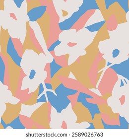 Vector abstract modern shape floral seamless pattern