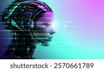 Vector Abstract modern technology futuristic, AI bot, Artificial Intelligence concept. Robot and cyberspace, digital data, datum communication, innovation on hi tech future design for background