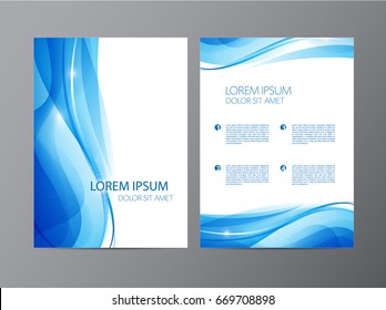 Vector abstract modern wavy blue flowing flyer, brochure, cover design. Abstract modern brochure design templates 